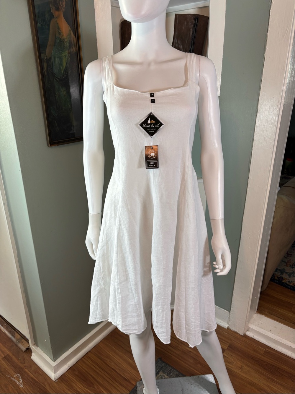 NWT New Blanc du Nil White Cotton Handkerchief Mini Dress XSmall XS Resortwear